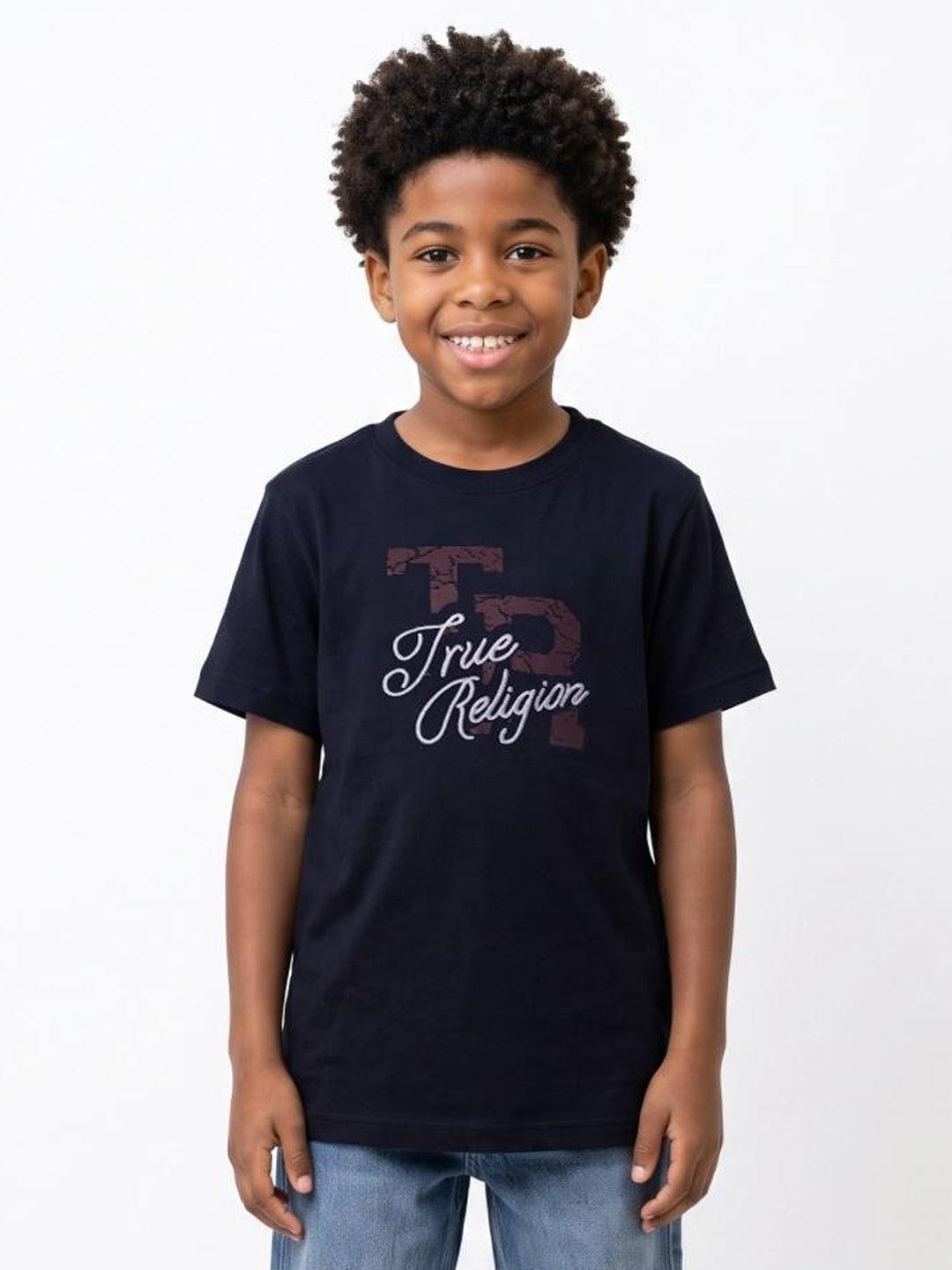 True Religion Boys Navy Graphic Regular Fit Cotton T-Shirt