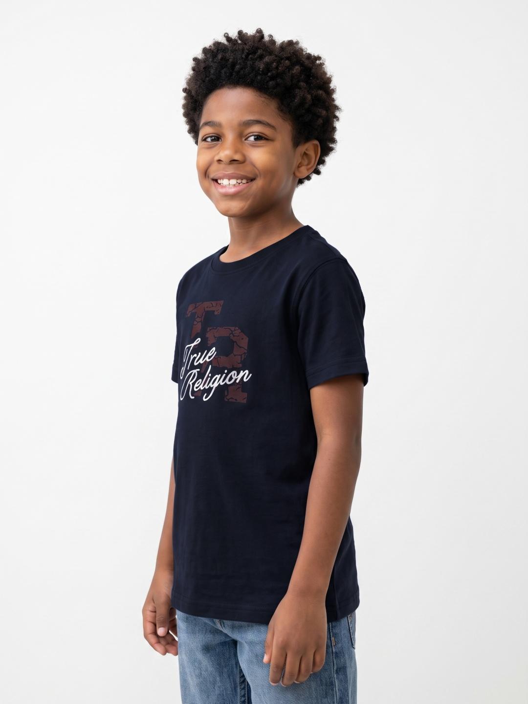 True Religion Boys Navy Graphic Regular Fit Cotton T-Shirt