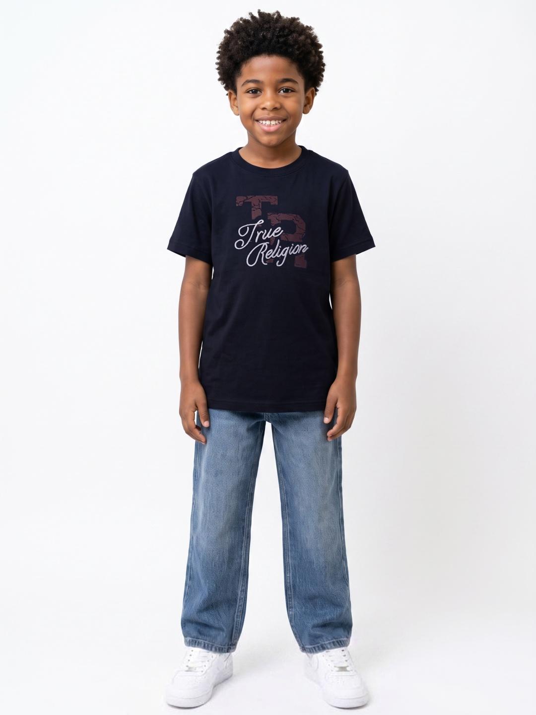 True Religion Boys Navy Graphic Regular Fit Cotton T-Shirt