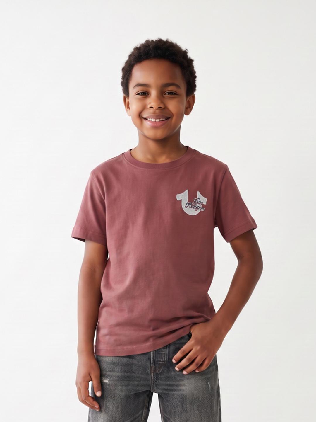 True Religion Boys Rust Solid Regular Fit Cotton T-Shirt