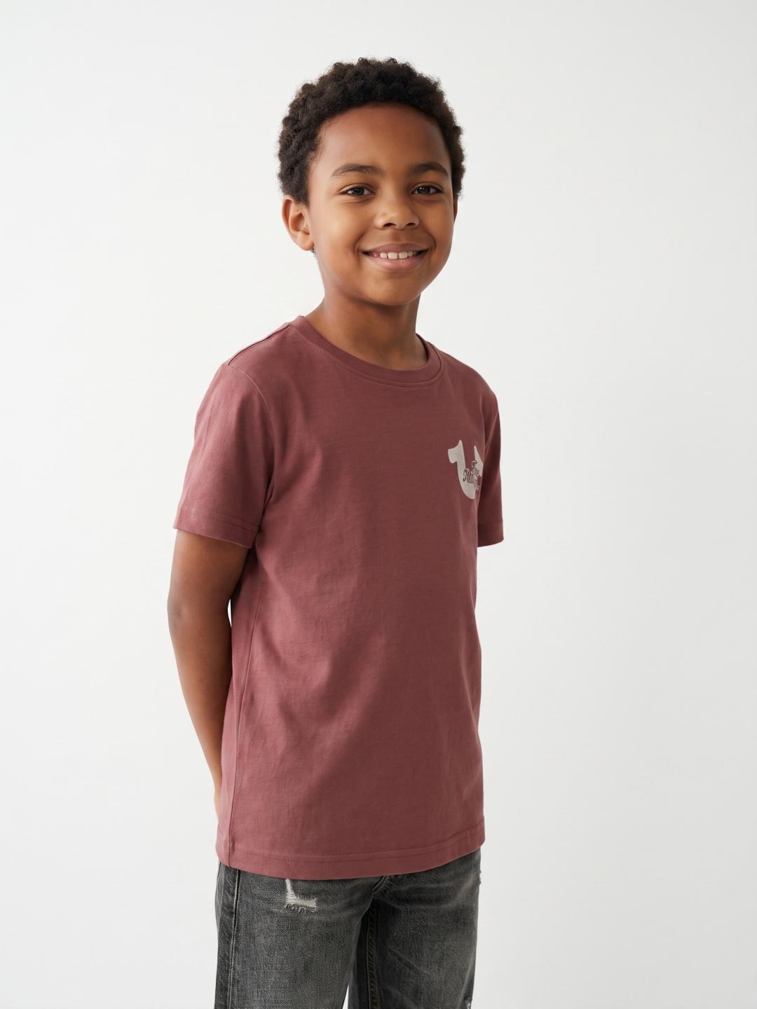True Religion Boys Rust Solid Regular Fit Cotton T-Shirt