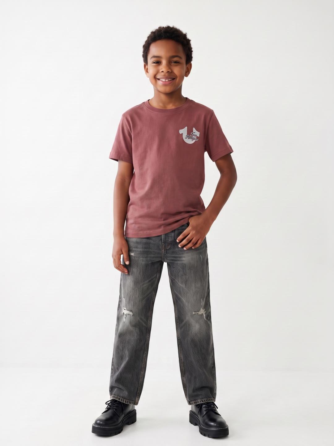 True Religion Boys Rust Solid Regular Fit Cotton T-Shirt