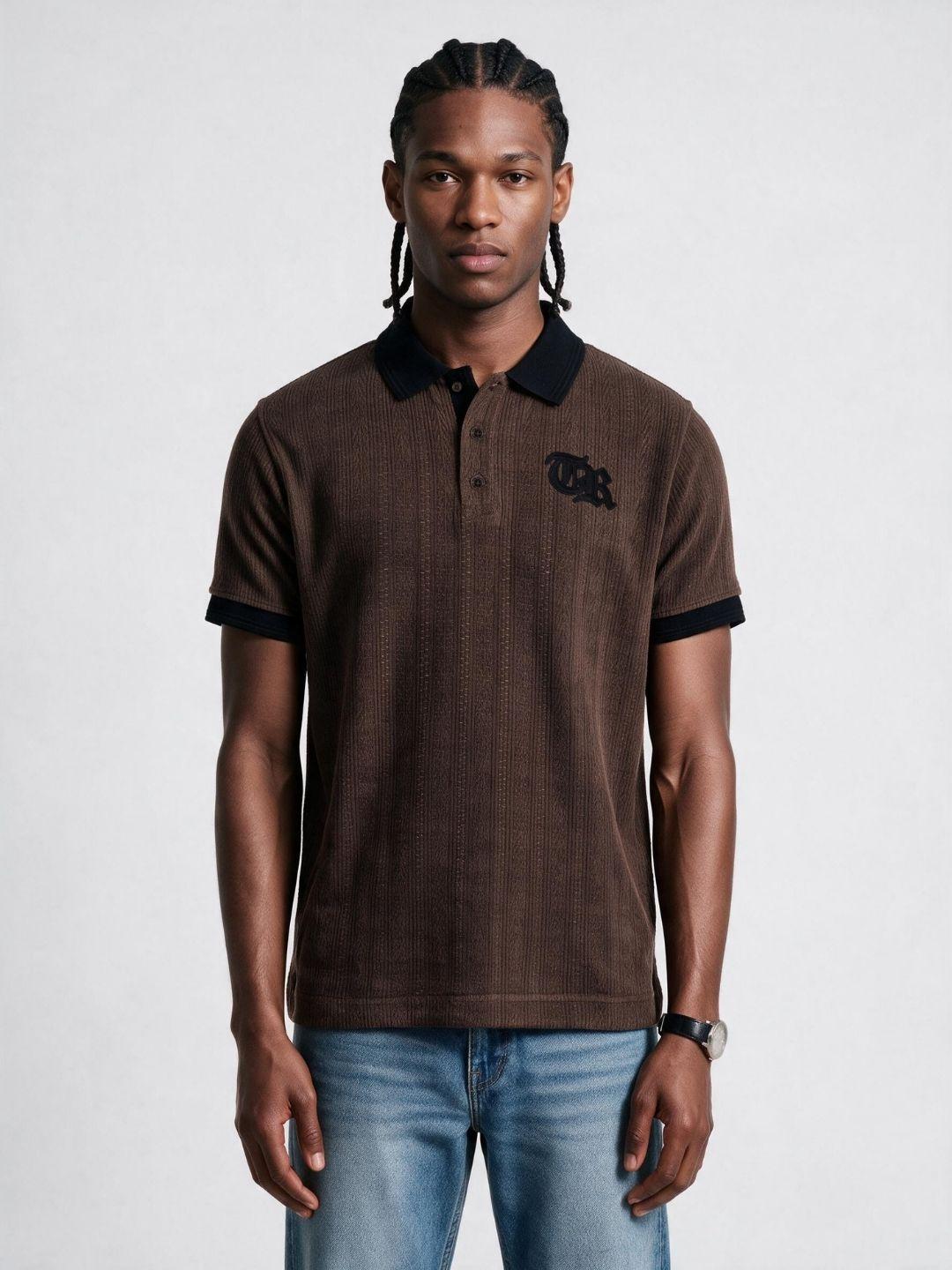 True Religion Men Brown Regular Fit Solid Polo T-Shirt
