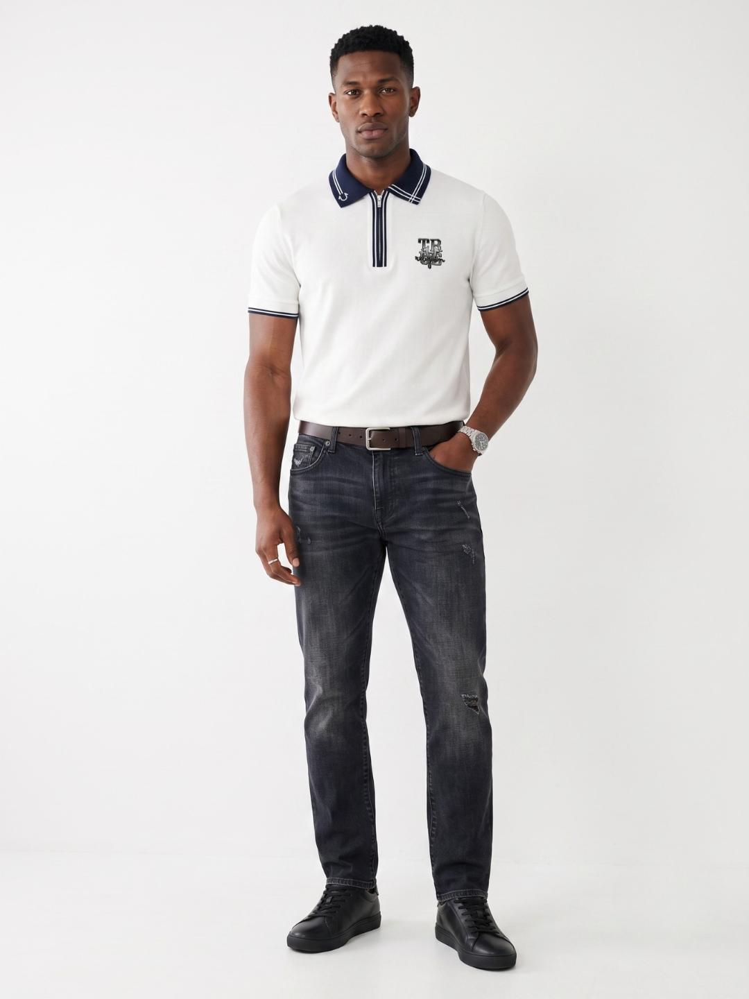 True Religion Men White Regular Fit Solid Polo T-Shirt