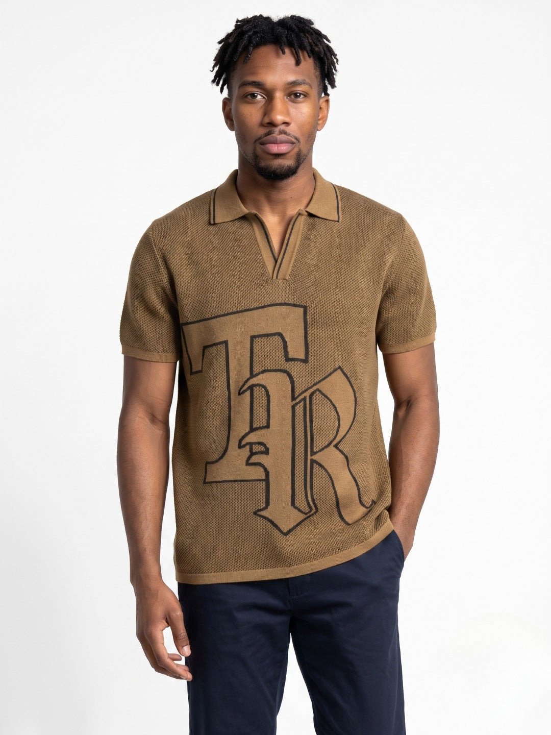 True Religion Men Mustard Regular Fit Solid Pure Cotton Polo Tshirt