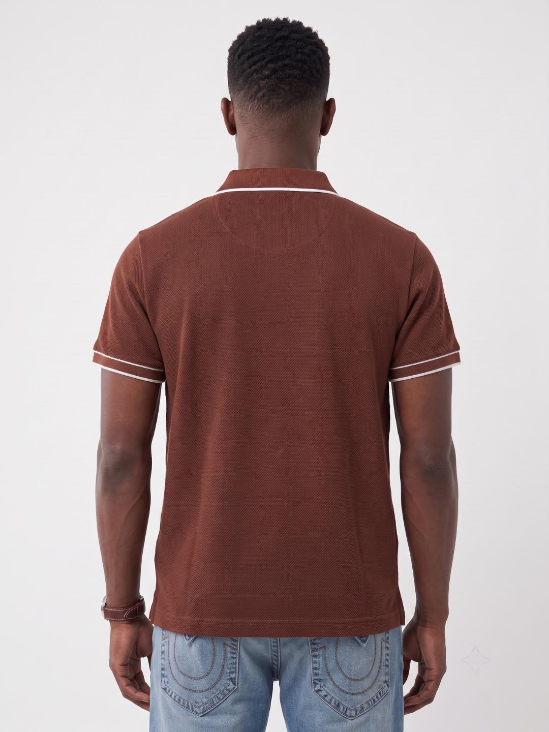 True Religion Men Rust Solid Regular Fit Polo T-Shirt