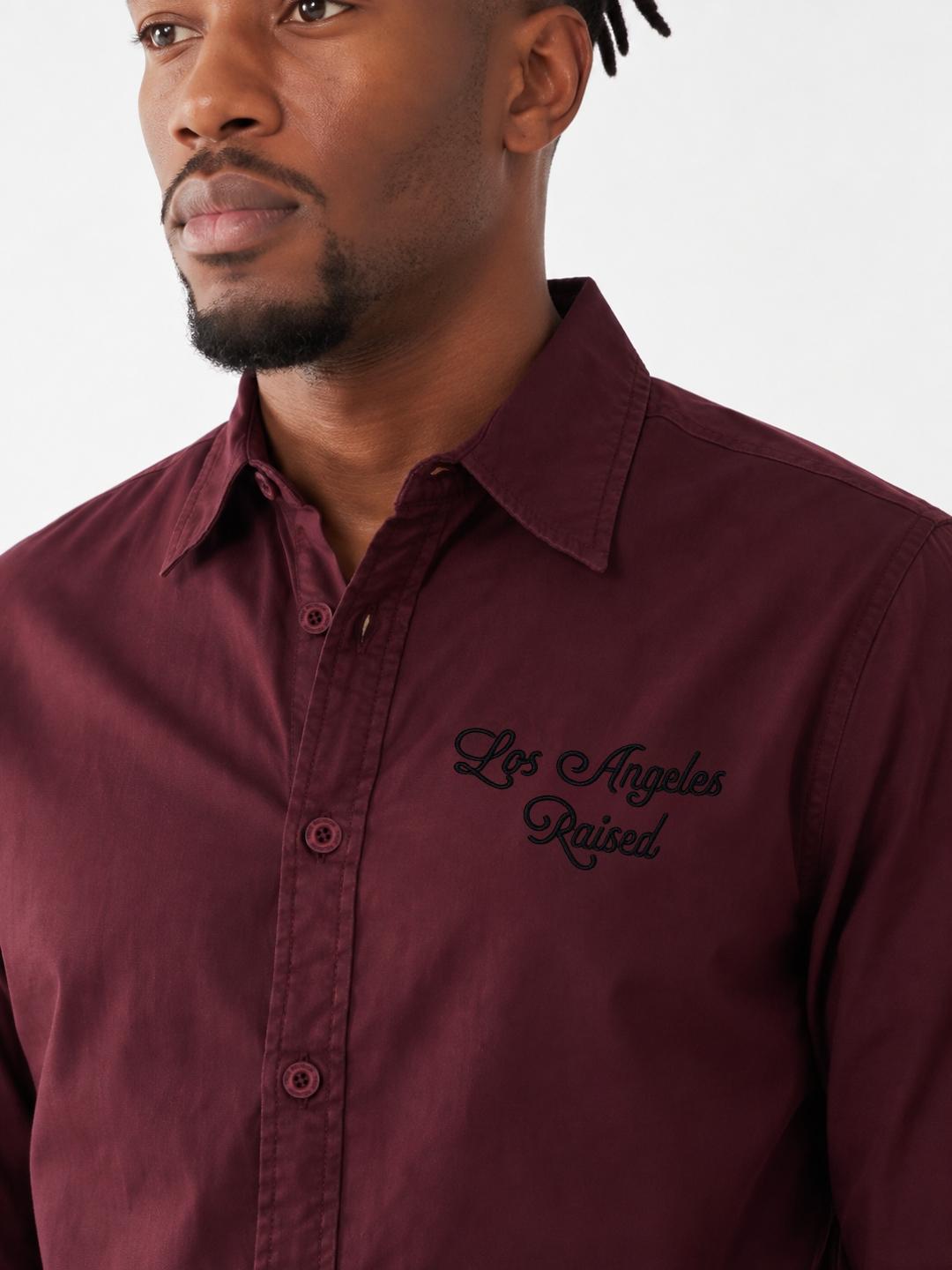 True Religion Men Wine Solid Regular Fit Shirt