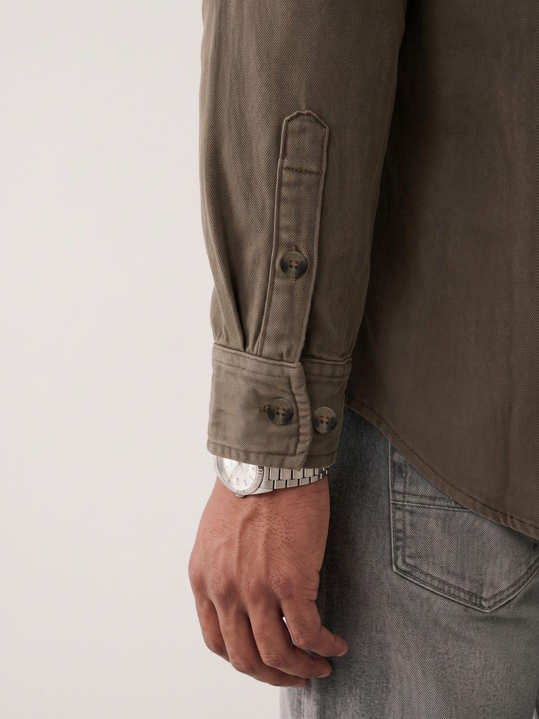 True Religion Men Khaki Regular Fit Graphic Cotton Shirt