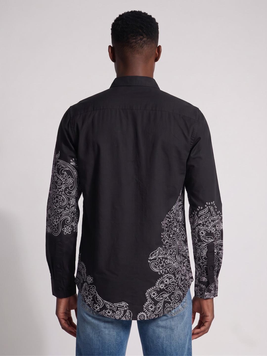 True Religion Men Black Regular Fit Printed Shirt