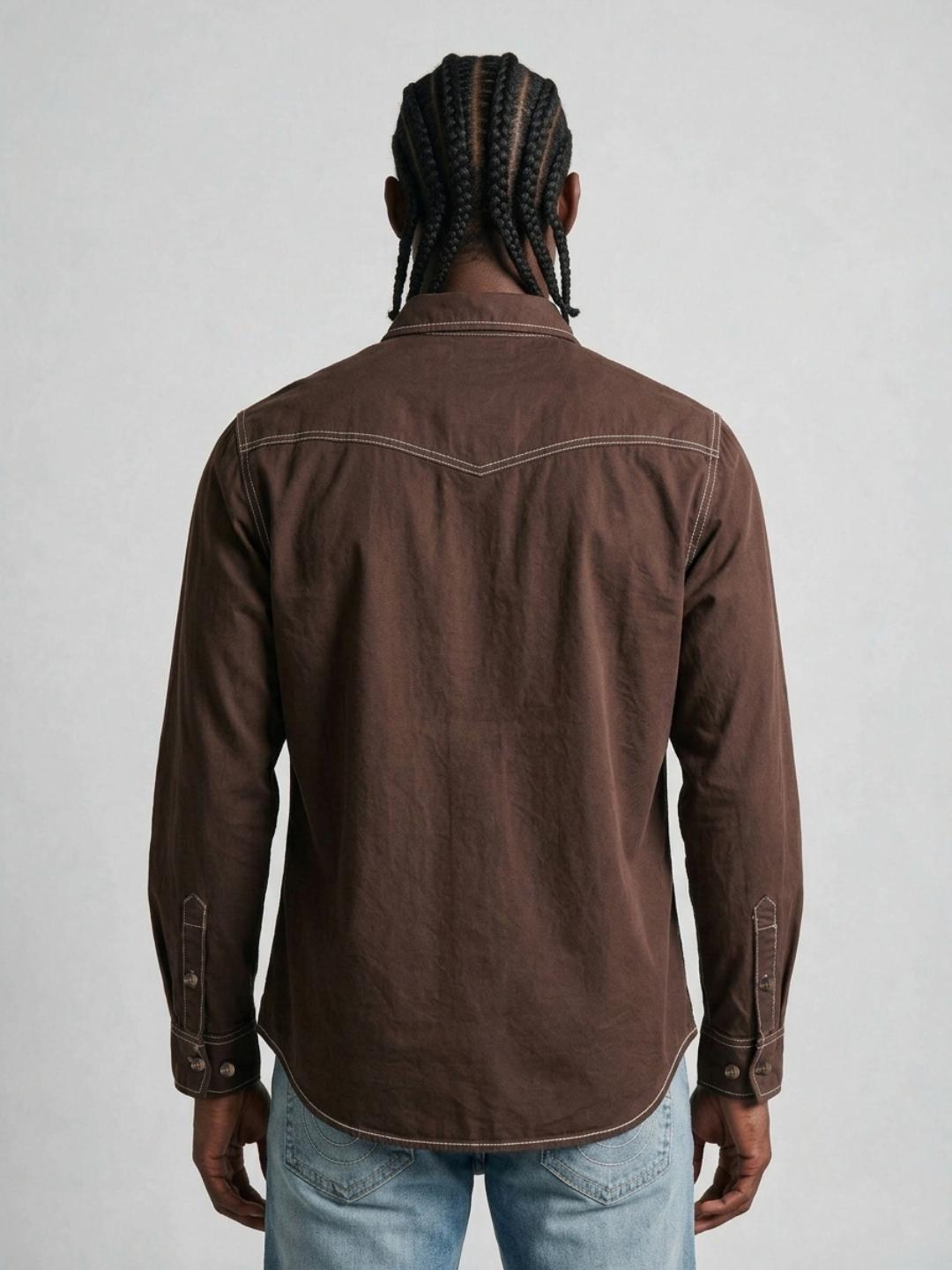 True Religion Men Brown Solid Regular Fit Shirt