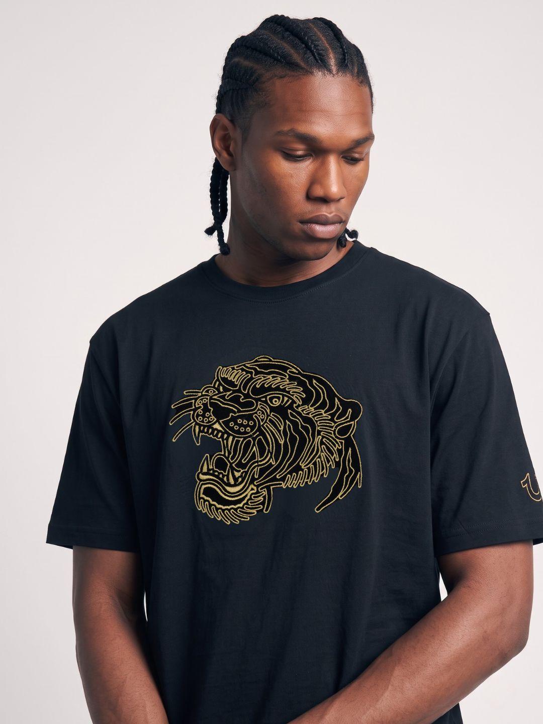 True Religion Black Boxy Fit Graphic Pure Cotton Tshirt
