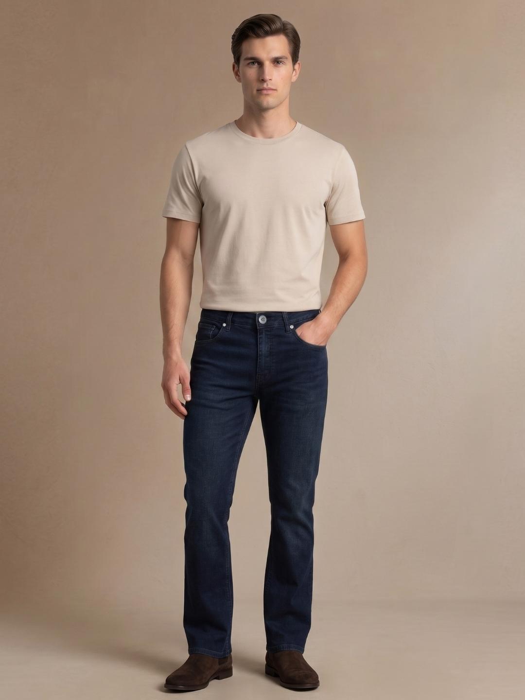 Iconic Men Blue Bootcut Solid Jeans