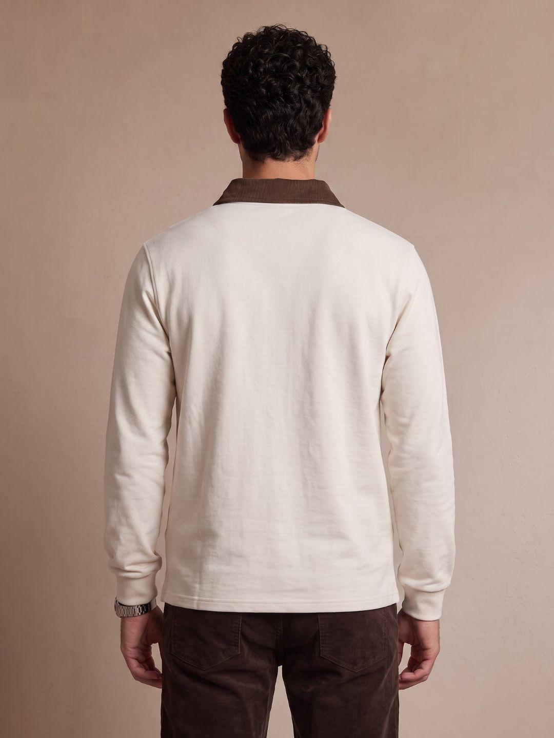 Iconic Men Beige Regular Fit Solid Polo T-Shirt