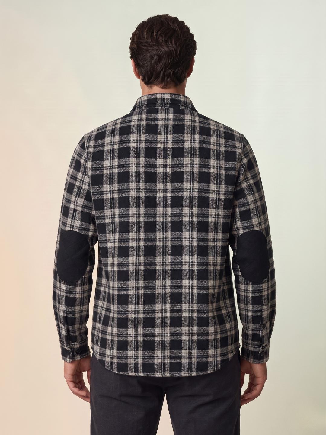 Iconic Men Black Oversized Patch Pocket Checked Shirt