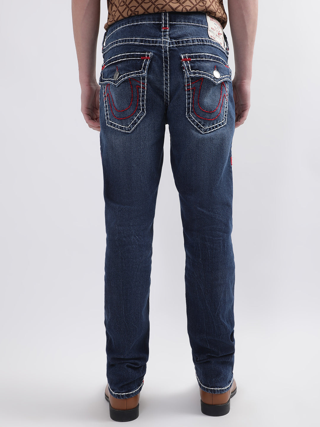 Shop True Religion Super T Straight Blue Mid Rise Jeans Online
