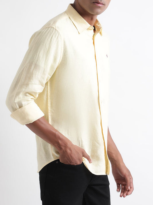 Iconic Men Yellow Shirt Collar Shirt