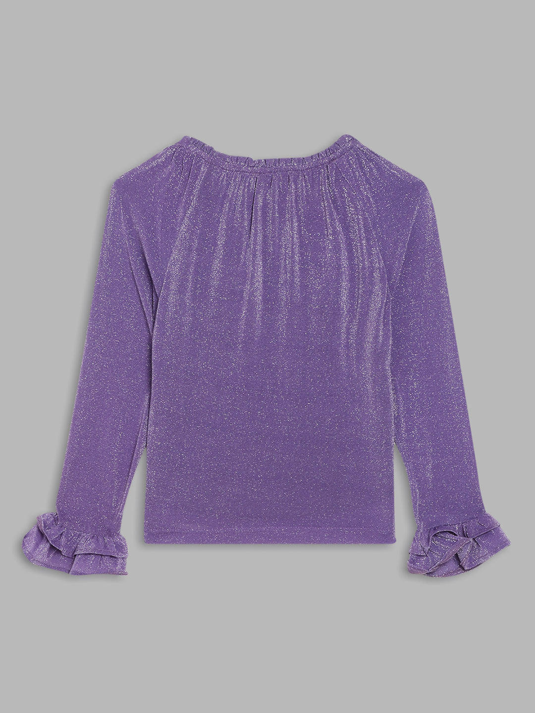 Elle Kids Girls Purple Solid Round Neck Top
