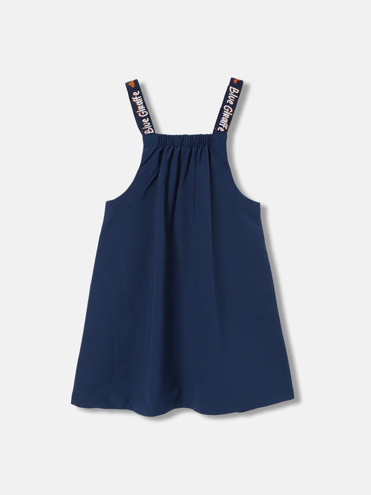 Blue Giraffe Girls Blue Solid Shoulder Straps Sleeveless Dress