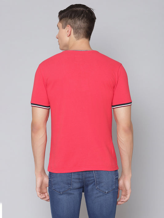 Lindbergh Men Red Solid Polo TShirt