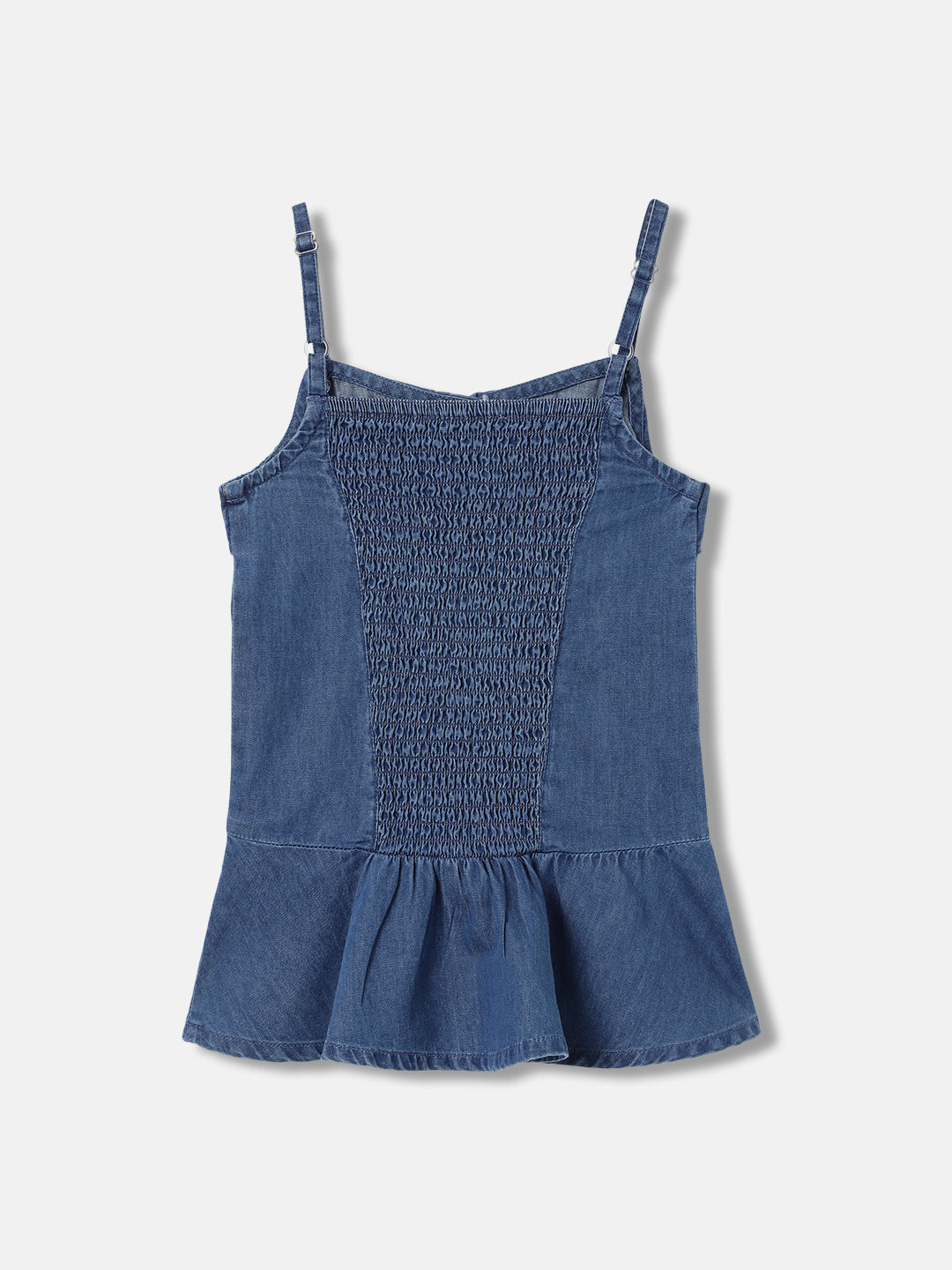 Elle Kids Girls Blue Solid Shoulder Straps Sleeveless Top