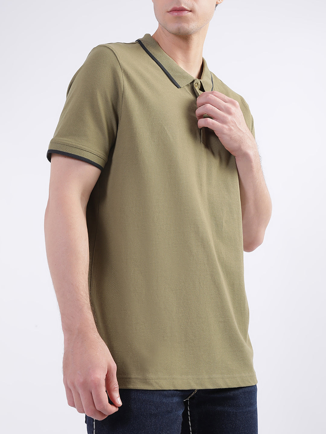 True Religion Olive Fashion Logo Regular Fit Polo T-Shirt