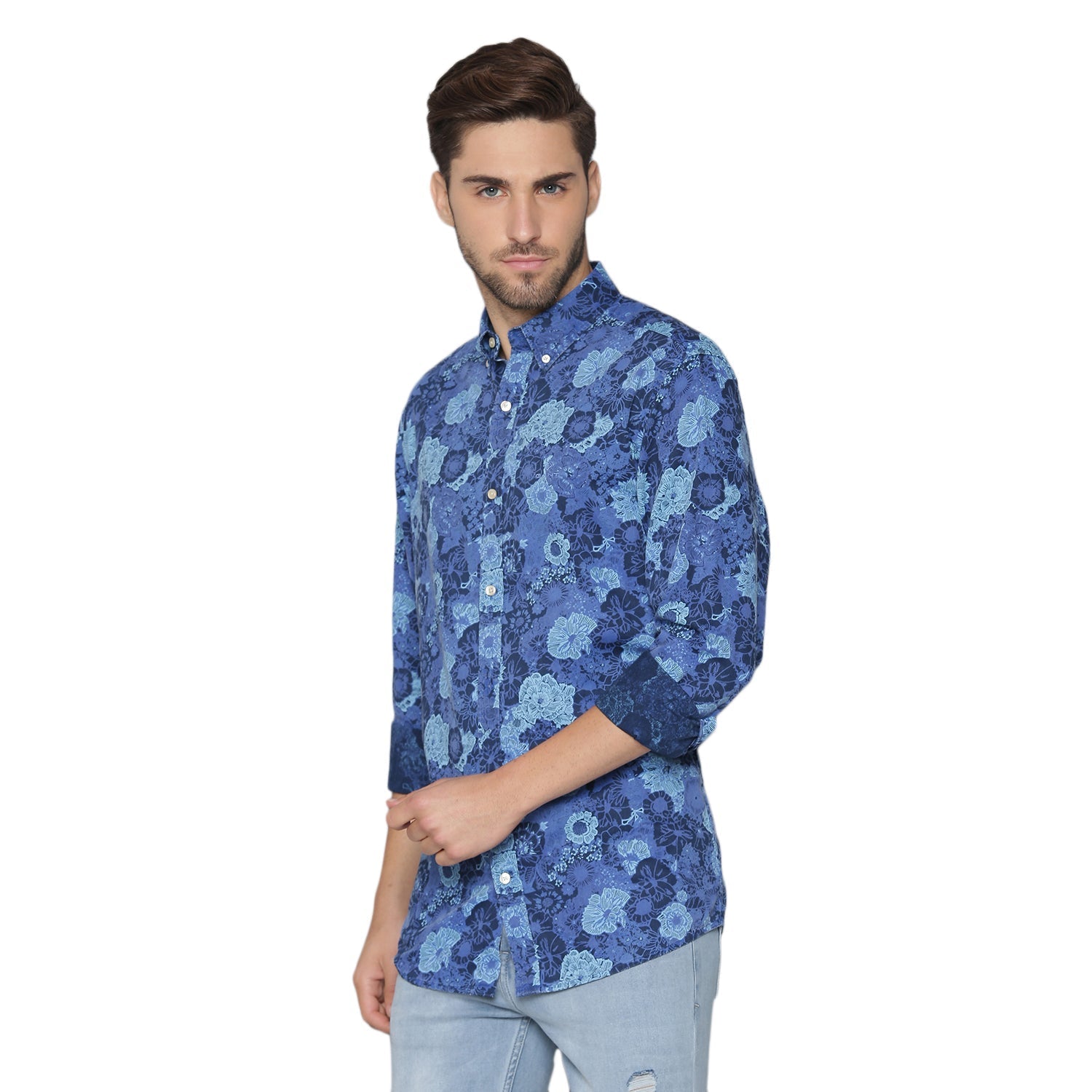 Gant Blue Printed Regular Fit Shirt
