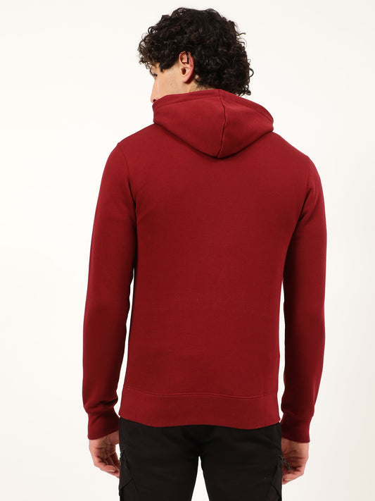 Gant Men Red Solid Hooded Sweatshirt