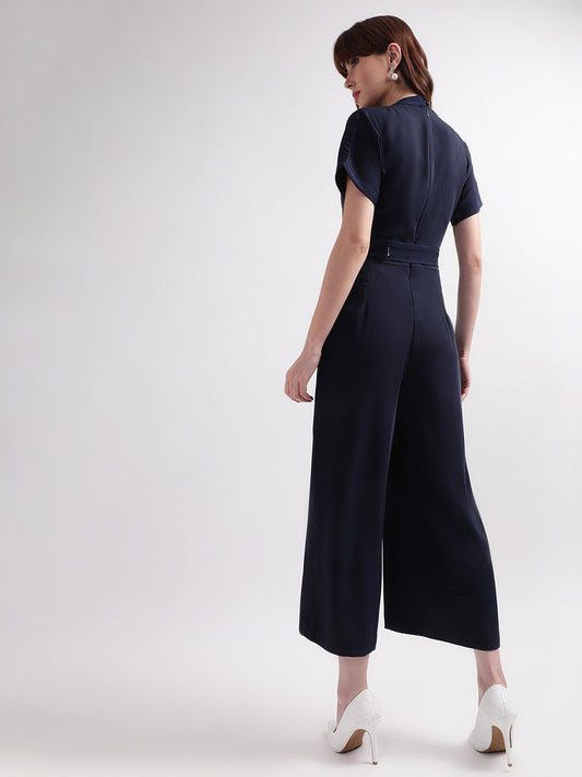 Centre Stage Women Blue Solid Collar Dress