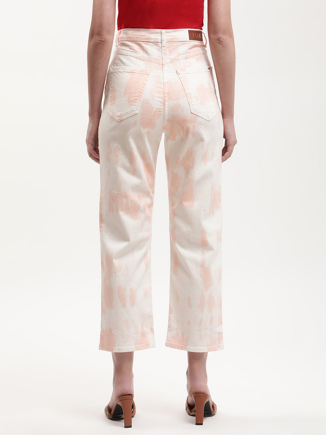 Elle Women Peach Dyed Straight Fit Jeans