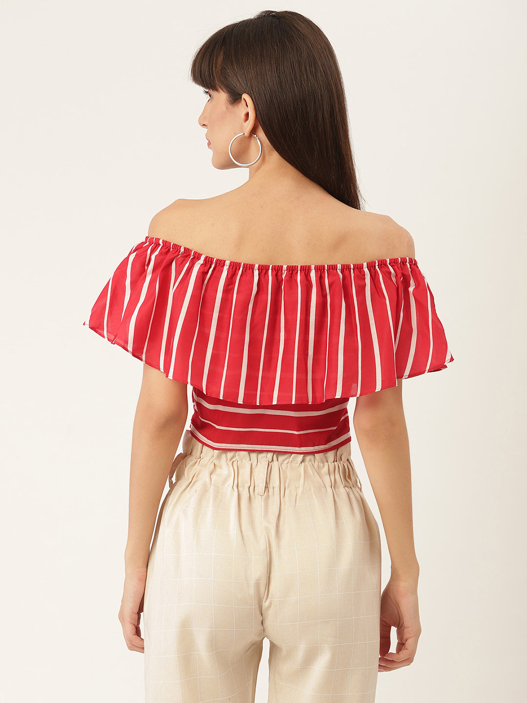 Elle Women Red Printed Round Neck Top