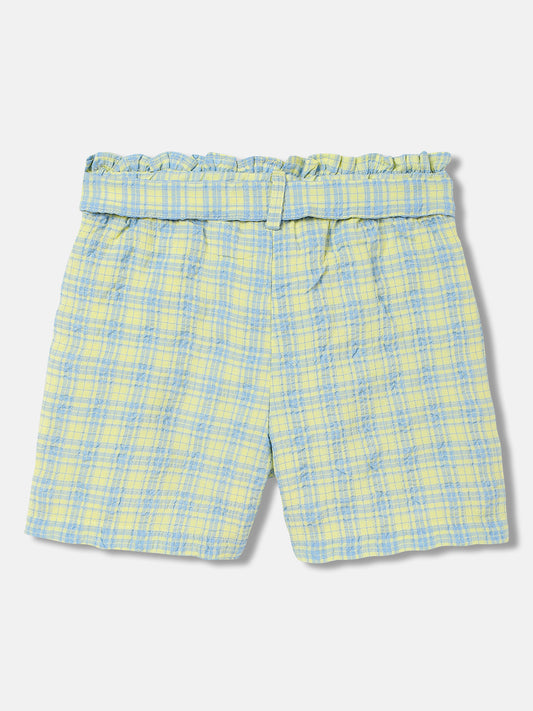 Elle Kids Girls Yellow Checked Relaxed Fit Shorts