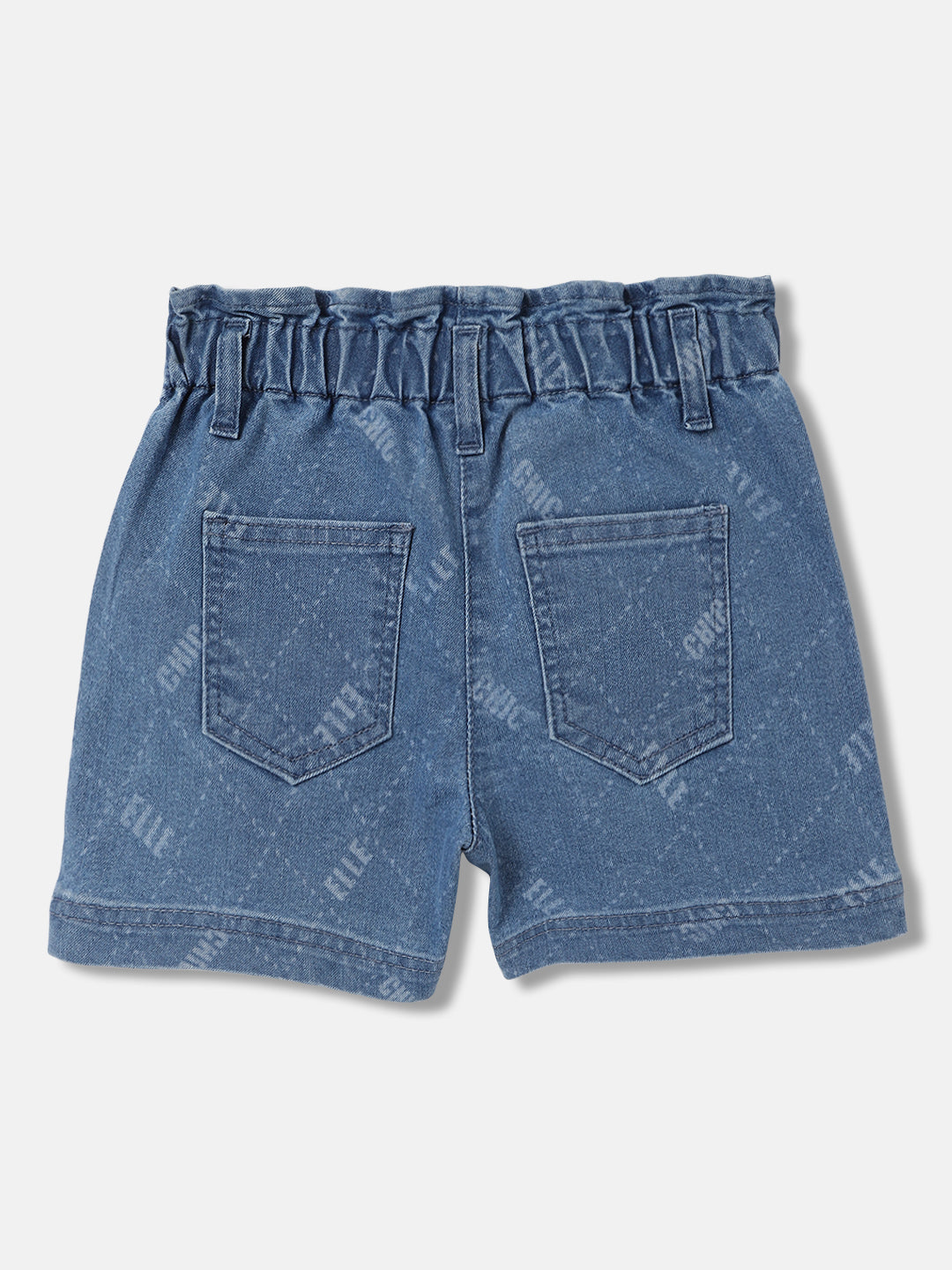 Elle Kids Girls Blue Printed Relaxed Fit Shorts