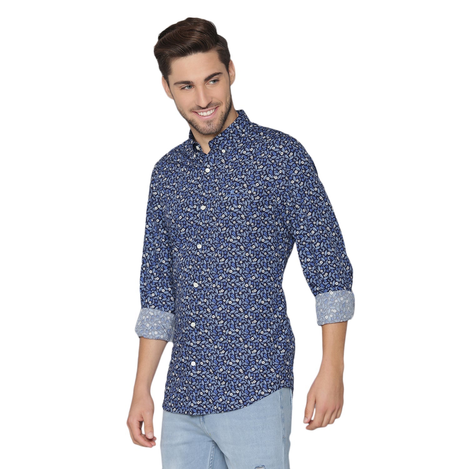 Gant Blue Printed Slim Fit Shirt