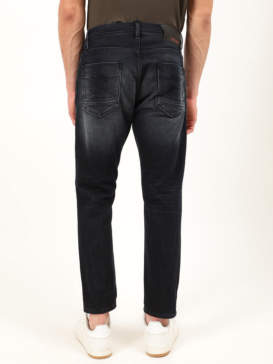 Antony Morato Men Black Skinny Fit Low Distress Light Fade Jeans