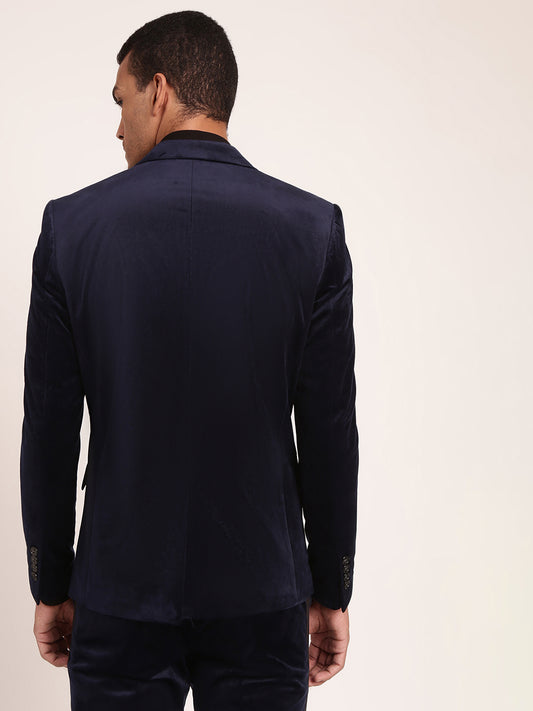 Lindbergh Men Blue Solid Collar Blazer