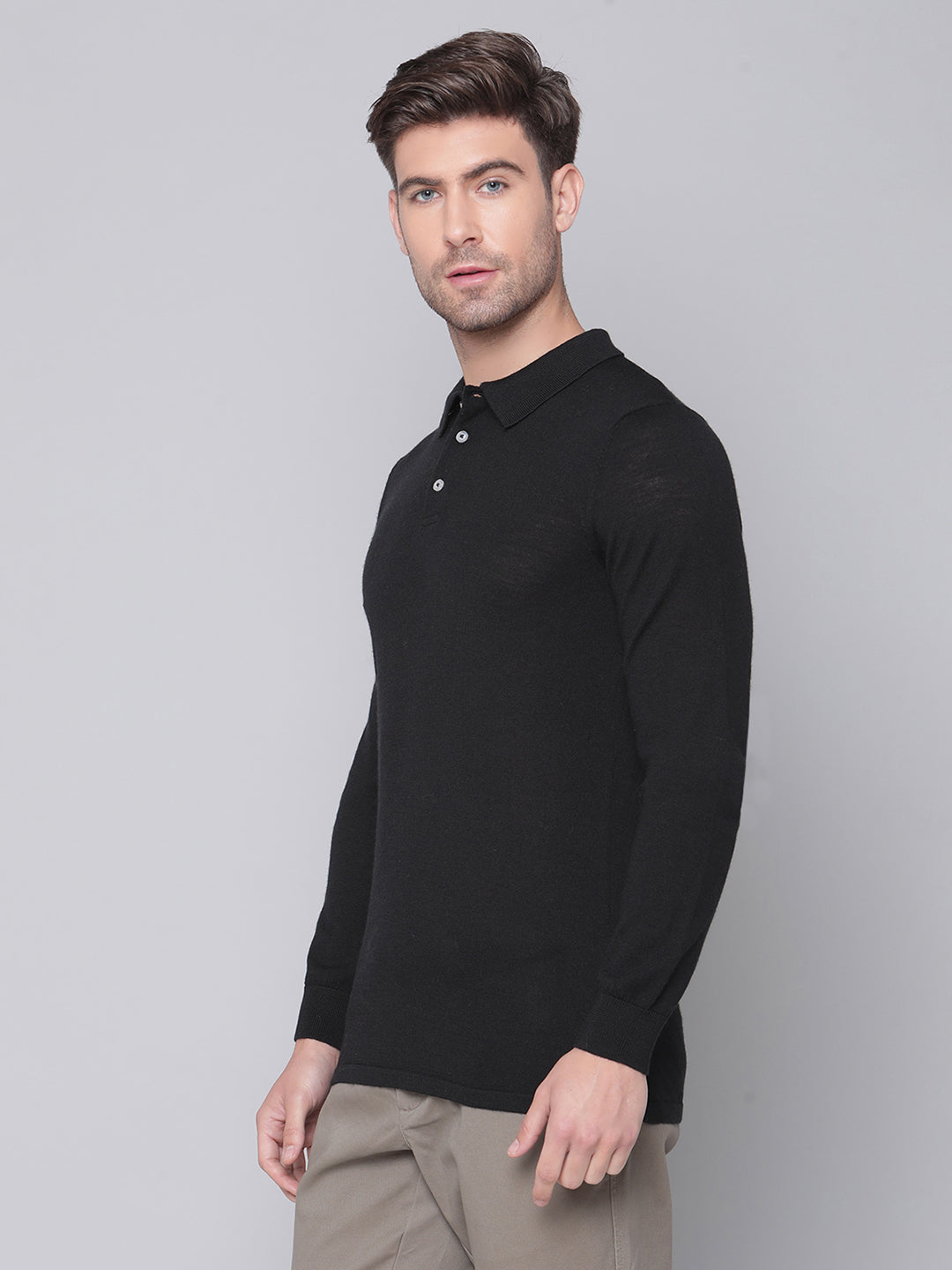 Bruun & Stengade Men Black Solid Round Neck Sweater