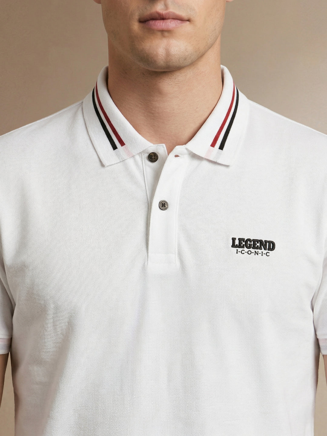Iconic Men White Solid Regular Fit Pure Cotton Polo T-Shirt