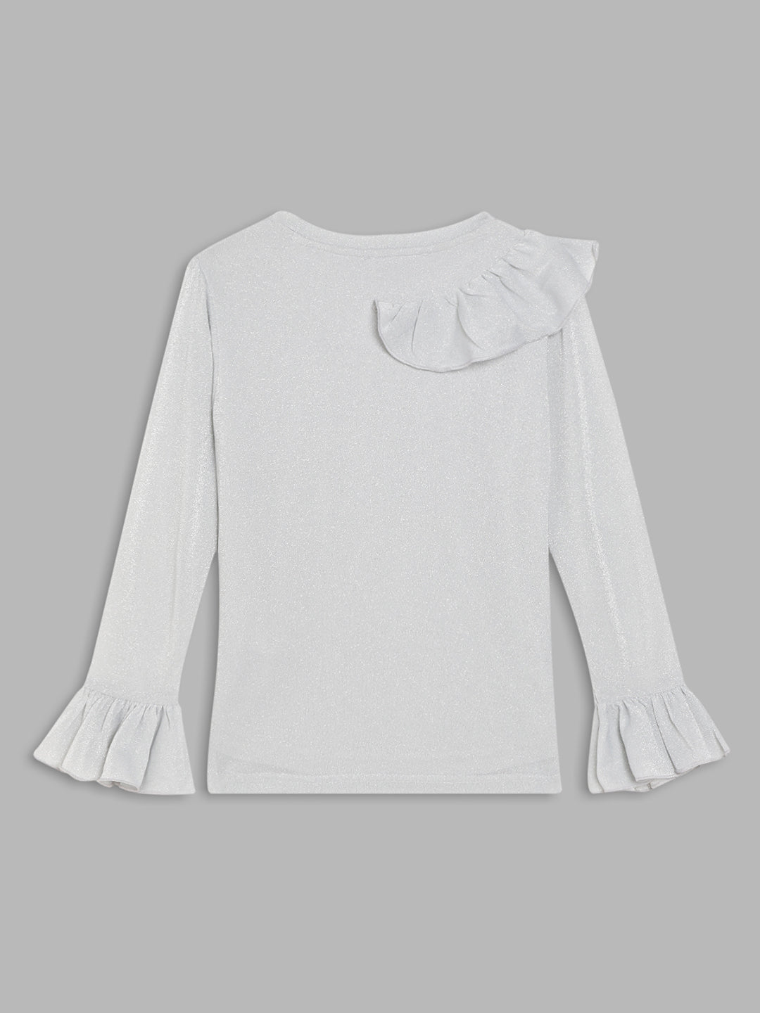 Elle Kids Girls Grey Solid Round Neck Top