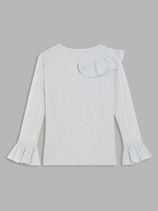 Elle Kids Girls Grey Solid Round Neck Top