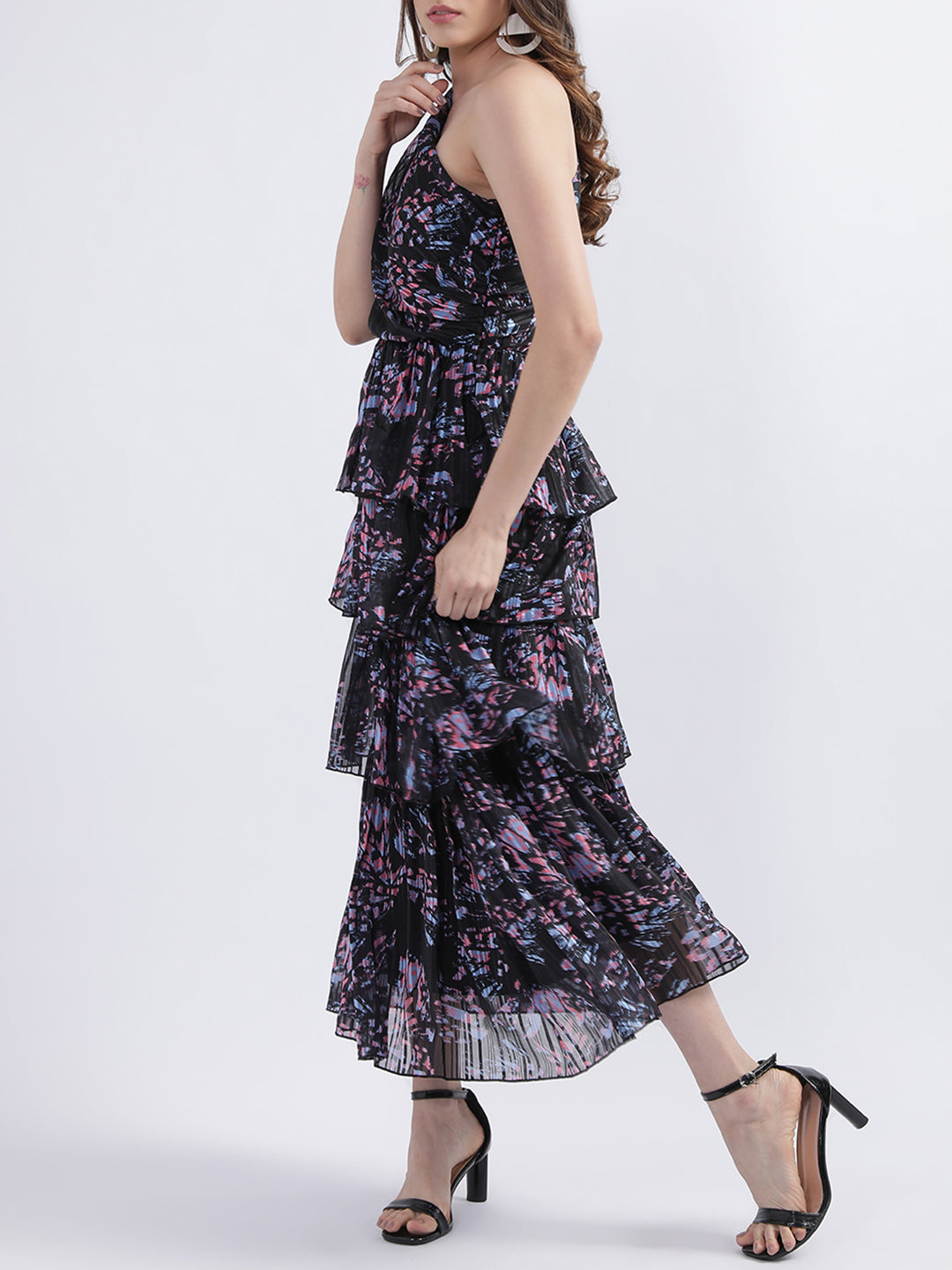 Centre Stage Women Multi One Shoulder Printed Dress