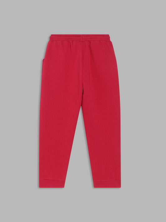 Elle Kids Girls Red Solid Regular Fit Sweatpant