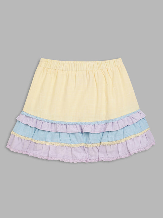 Blue Giraffe Girls Multi Solid Flared Skirt
