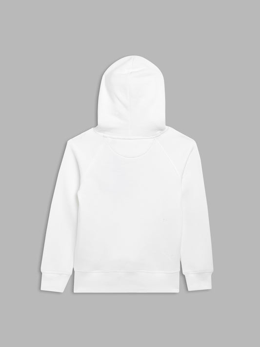 Gant Boys Off White Solid Hooded Sweatshirt