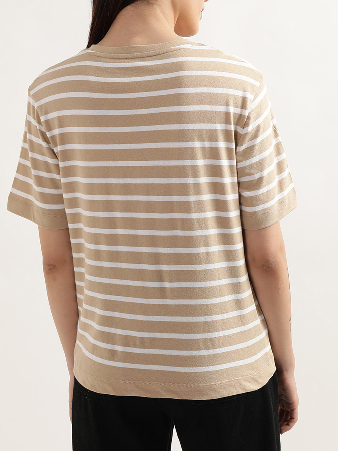 Gant Dark Khaki Preppy Striped Relaxed Fit T-Shirt