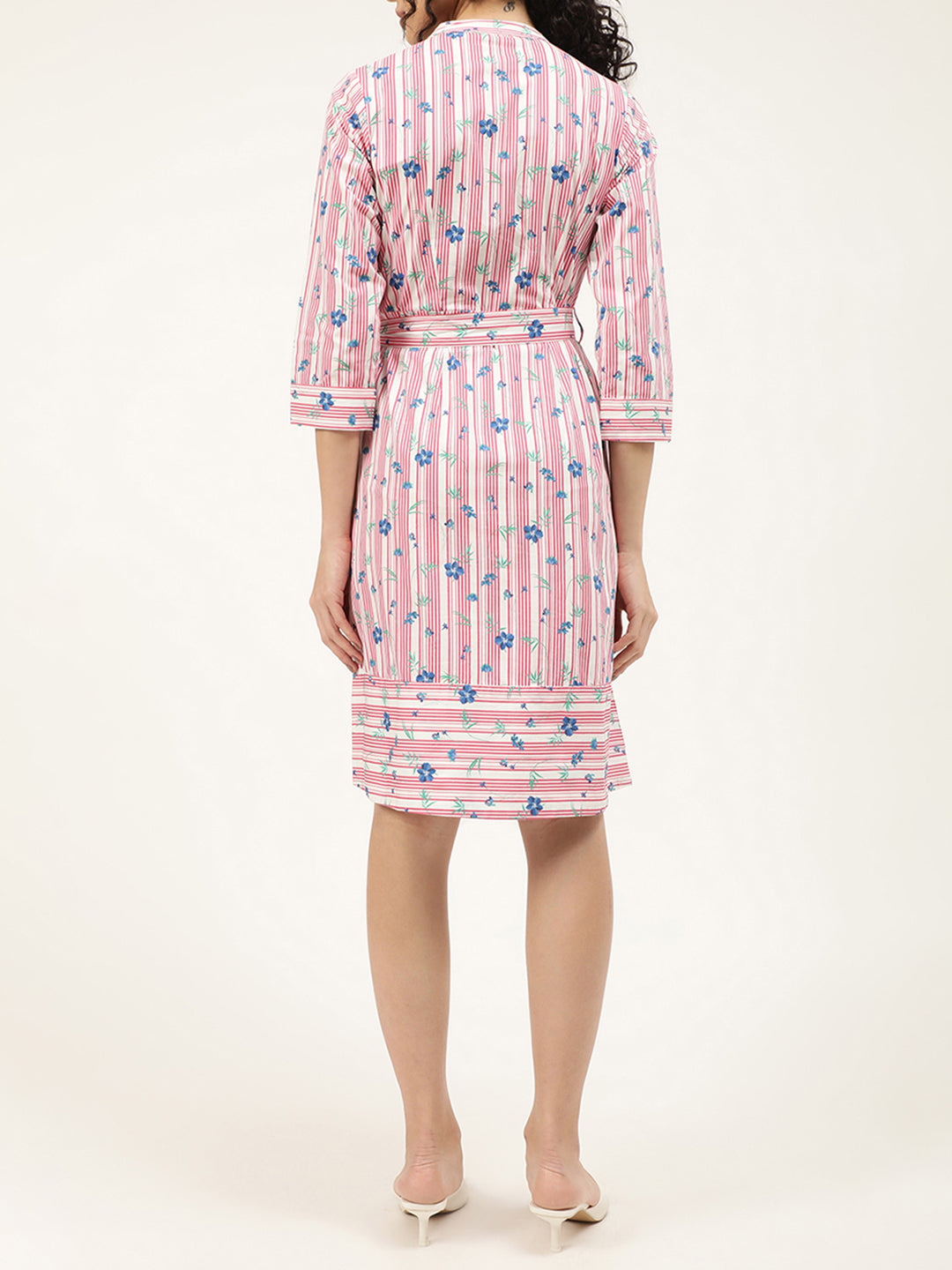 Elle Women Pink Printed Collar Dress