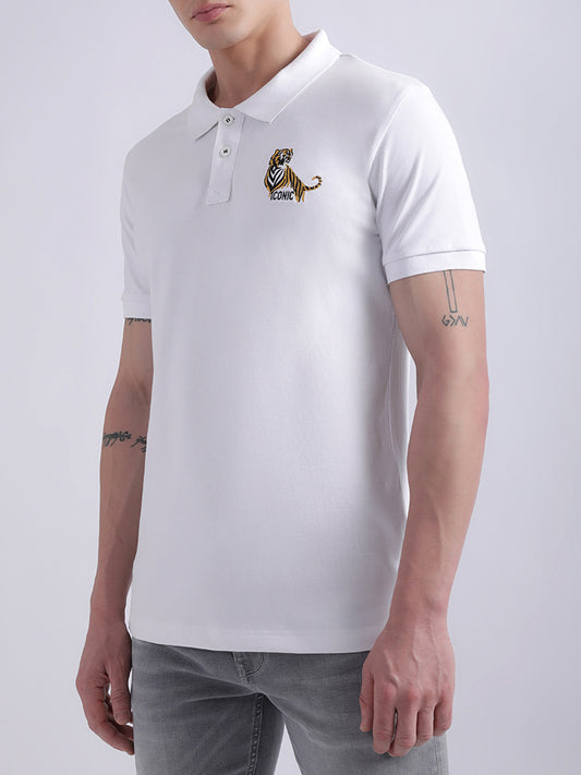 Iconic White Logo Regular Fit Polo T-Shirt
