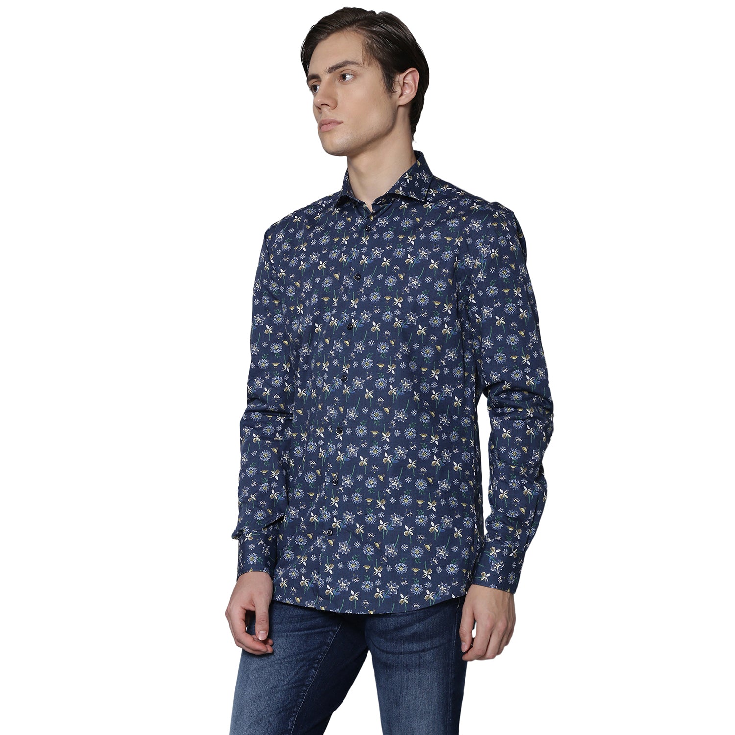 Bruun & Stengade Men Blue Printed Collar Shirt