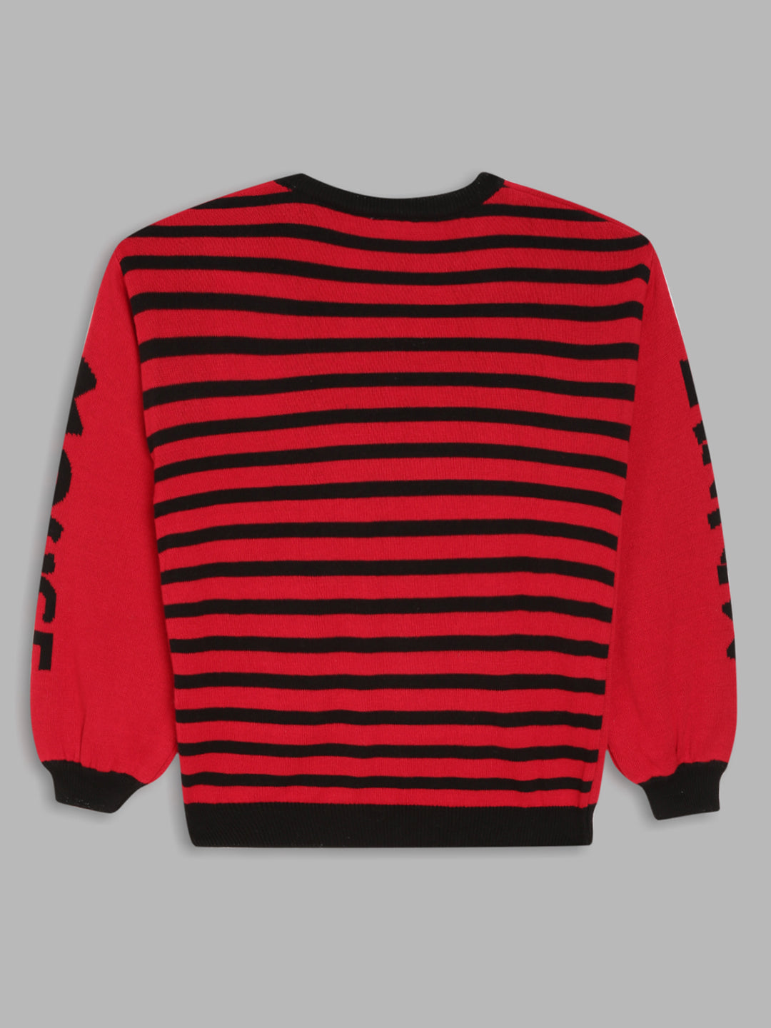 Blue Giraffe Girls Red Checked Round Neck Sweater