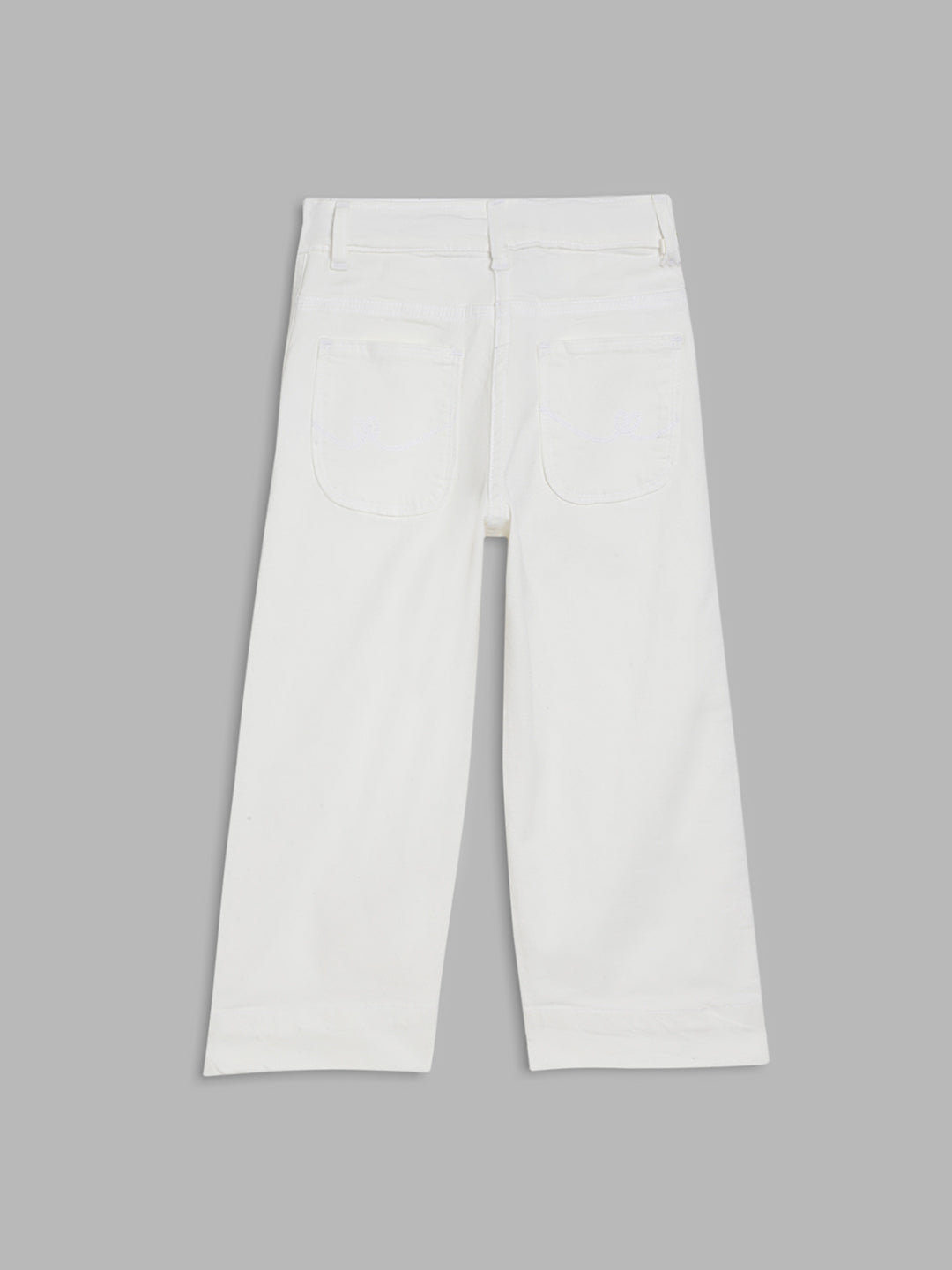 Elle Kids Girls White Solid Relaxed Fit Jeans