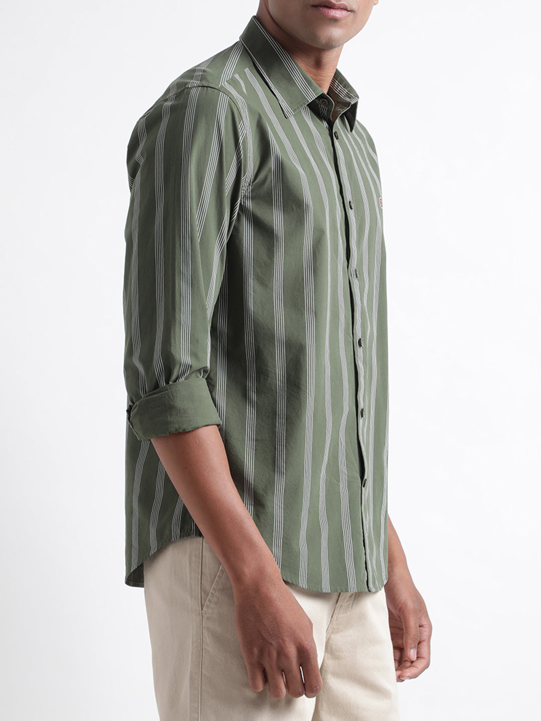 Iconic Men Olive Solid Collar Shirt